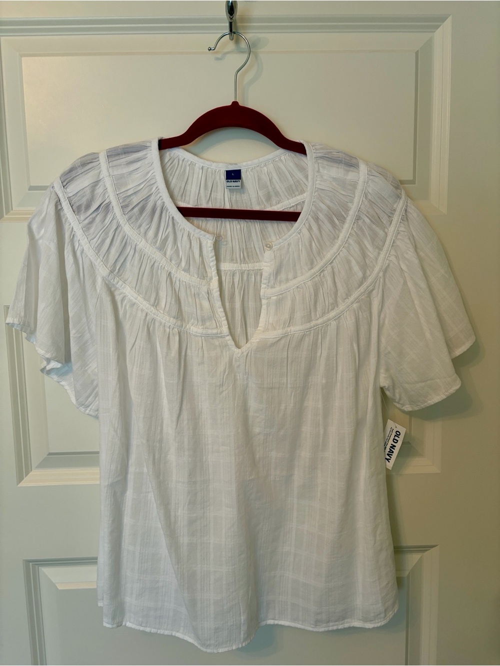 NWT Old Navy White Short-Sleeve Peasant Blouse
